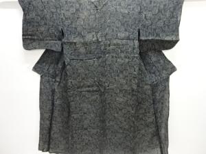 アンティーク　本場小千谷ちぢみ　波丸文織り出し着物